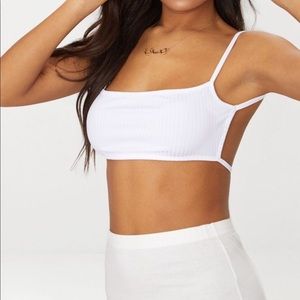White rid strappy back bralet